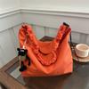 Bolsa dobrável com cordão de cor sólida distinta, estilo japonês e coreano, bolsa transversal simples, bolsa tote artística e moderna