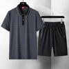 Polo para hombre de tres piezas de manga corta casual pantalones de seda helada shorts de seda helada 2024 Verano Traje deportivo de seda helada para hombre