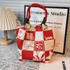 251 Modelos de Bolsas Quadradas Pequenas Populares Transfronteiriças, Bolsas de Lanche de Tricô Portáteis de Grande Capacidade para o Trabalho, Deslocamento e Sacolas de Presente