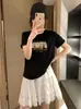 Camiseta de algodón acanalado de trece filas, fuente física, para mujer, directo de fábrica, con mangas acanaladas, corte ajustado, top de manga corta, exclusivo de venta al por mayor de verano