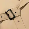 Ins Transfronterizo Europeo y Americano 2026 Nueva Moda Elegante para Mujer al por Mayor Puños Elegantes con Bloques de Color Gabardina de Longitud Media
