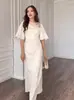 Vestido Francés de Verano 2025 Europeo y Americano, Nuevo Diseño Estilo Hada, Vestido Largo Francés Adelgazante y Elegante