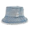Sombrero de Cubo Desgastado con Agujero de Rebabas Lavado Vintage de Mezclilla Cara Pequeña para Niños Informal Japonés Versátil Sombrero de Pescador
