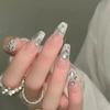 Nail art usar unha mão gelo através de olho de gato francês pasta de unha quebrada broca branca falsa unha patch unha peça atacado