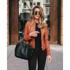 EBay Amazon Vendedor de Sucesso wish Nova Chegada Venda Quente Outono Inverno Moda Feminina Couro PU Terno Blazer