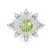 Anillo de Crisantemo de Diamante de Alto Carbono con Piedras Preciosas de Colores, Super Brillante, Anillo de Girasol Corte Fuegos Artificiales, Venta en Vivo, Dropshipping