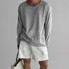 Camiseta de Tricô Leve, Respirável e com Proteção Solar, Manga Longa para Homens, Estilo Americano Casual de Verão, Caimento Solto