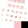 Parches Desechables para Uñas de los Pies Estilo Francés de Venta Caliente Transfronteriza con Brillo Completo de Diamante y Perla para Uñas