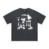 Erd Melancolia Rico Vintage Lavado Estampa Rachada Quadrinhos Waffle Unissex Manga Longa Camiseta Camada Base Tendência