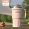 Nueva Taza Termo con Asa para Niñas, Oficina, Gran Capacidad, Portátil, Doble Pajita para Beber, Taza para Hielo Bullet para Exteriores, Taza para Coche
