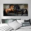 Animal Caballo Negro y Marrón Pintura en Lienzo Mural Póster Arte de Pared Dormitorio Sala de Estar Pintura Decorativa Moderna Cuadro Colgante