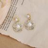 Pendientes de Botón Redondos Grandes de Perla Exagerada Estilo Retro Hepburn, Pendientes Redondos Geométricos Elegantes de Perla