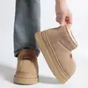Pantuflas de invierno para mujer, nuevo estilo 2026, para usar en exteriores, de felpa, con suela gruesa, antideslizantes, forradas de polar, cálidas botas de nieve