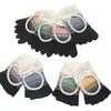 Calcetines de yoga antideslizantes profesionales para mujer, a rayas, con combinación de colores, puntera abierta, sin talón, para Deportes, Fitness, Pilates, calcetines profesionales de cinco dedos