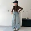 Roupas Infantis para Meninas, Calças para Crianças Médias e Grandes, Jeans Casual Bordado com Laço 2026 Nova Coleção Primavera e Outono para Alunos do Ensino Fundamental