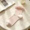 Meias Finas de Verão para Mulheres, Meias Pós-Parto Respiráveis com Barra Solta, Meias de Meia-Perna com Renda de Bolhas Estilo Japonês, Estilo Jk