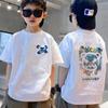 Camiseta gruesa para niños 100% Algodón Manga corta para niños 2022 nuevo verano Cubo de Rubik holgada mediana y grande camiseta para niños moda