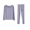 Nuevo sin costuras. Ropa Interior Cómoda de Modal Lanjing para Mujer de los 80s, Color Sólido, Cuello Redondo, Manga Larga, Ropa de Otoño y Pantalones
