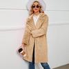F0626 moda casual europeia e americana transfronteiriça gola de terno casaco de pele sintética casaco longo de pelúcia casaco de outono e inverno