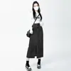 Falda Vaquera de Moda Versátil Estilo Coreano Cintura Alta 2025 Azul Retro Longitud Media Falda de Línea A Cintura Alta con Abertura