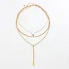 Estilo Punk Europeo Oro de 18K Acero Inoxidable Cadena Collar en Capas Trabajo Pesado Galvanoplastia al Vacío Cierre de Circón Cuadrado Cadena para Clavícula