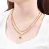 Collar de acero inoxidable con doble corazón y perla, estilo frío y personalidad, con temperamento que combina con todo, cadena de clavícula de acero inoxidable
