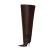 2024 Novo Comércio Exterior Moda Europeia e Americana Botas de Salto Alto Bico Fino Stiletto Personalidade Botas Longas Acima do Joelho Calçados Femininos