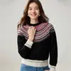 Suéter de punto grueso con cuello alto y patrón jacquard Fair Isle 35 de cachemira para mujer 2026, ajuste holgado, suéter adelgazante