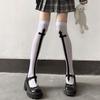 Calcetines Altos Hasta la Rodilla Cruzados Negros y Blancos con Estampado de Terror del Festival de Fantasmas de Halloween Transfronterizo