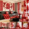Adesivos de Personagem Felicidade Dupla para Decoração de Quarto de Casamento, Adesivos de Felicidade Dupla em Tecido Não Tecido Aveludado, Parede de Fundo para Decoração de Casamento para Fotos, Em Estoque para Entrega Rápida