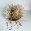 Nuevos Accesorios para el Cabello Pinza de Presión Elegante de Combinación Perfecta con Borla "Ramas Doradas y Hojas de Jade Loto Doble" para Primavera y Verano 2025