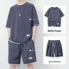 Waffe Conjunto de Shorts Masculino Verão Novo Solto Plus Size Camiseta Manga Curta Calças Esportivas com Conjunto da Moda