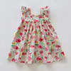 2026 Verano Nuevo Estilo Coreano Colorido Estampado Floral Vestido para Niñas Vacaciones Vestido de Tirantes con Mangas Acampanadas Ropa Infantil