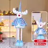 Nova Boneca de Natal em Pé Retrátil Velho de Listras Natalinas Boneco de Neve Boneca de Pernas Longas Decoração de Janela de Hotel