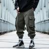 Calça cargo estilo funcional National Tide masculina, outono e inverno, solta, hip-hop, da moda, calça harém com amarração, cargo, da moda