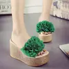 Pantuflas Florales para Mujer Moda Verano Plataforma Cuña 2026 Exteriores Antideslizantes Suela Gruesa Tacón Súper Alto Tira Única Chanclas de Playa