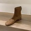 Encuentro Primero Temporada Botas Ajustadas Mujer 2026 Otoño/Invierno Nuevas Botines Elásticos de Punta Cuadrada Botas Martin de Gamuza Botas Cortas de Punta Cuadrada