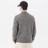 Tejido Estilo Old Money para Hombre, Corte Relajado, Nueva Colección Otoño/Invierno 2026, Rayas Horizontales Bloque de Color, Cuello Semi Alto, Suéter Pulóver con Cremallera
