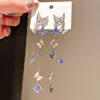 Brincos de Borboleta com Franja de Zircônia Agulha de Prata, Estilo Fresco e Doce, Brincos Requintados, Brincos de Luxo Leve e de Alta Qualidade para Mulheres Venda por Atacado