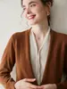 Suéter de Punto Base de Lana para Mujer, Color Doble, Falso Dos Piezas, Cuello en V Corto Abotonado, Nuevo Otoño e Invierno 2026, Cachemir