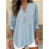 2026 Comercio Exterior Transfronterizo Europeo y Americano Ebay Amazon Wish Camisa de Algodón y Lino de Manga Larga para Mujer de Talla Grande de Otoño e Invierno