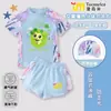 Adorable y lindo traje de baño de dos piezas para niñas, lindo traje de baño transpirable para la playa para niñas con mangas cortas en forma de corazón y shorts tipo bóxer