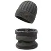 Chapéu de Lã Quente para Outono e Inverno Moda Masculina Proteção de Pescoço com Forro de Fleece Conjunto de Duas Peças Proteção de Orelha Espessada para Ciclismo Chapéu de Lã