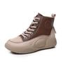 Zapatos Retro de Caña Alta para Mujer, Piel Genuina, Nuevo Estilo Otoño e Invierno 2026, Estilo Coreano, Versátiles, Suela Gruesa, Con Cordones, Botines Cortos Estilo Británico