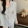 Pijama de Algodón Nube para Niña con Solapa y Almohadillas en el Pecho, Lindo y Cómodo, Transpirable, Adecuado para Usar en Casa y al Aire Libre, Conjunto de Dos Piezas para Mujer