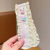 Faixa de cabelo de tricô floral com velcro para mulheres, presilha de franja floral doce, faixa de cabelo para arrumar o cabelo, acessório de cabelo estilo pastoral francês