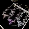 Banquete de Lujo~ Set de Aretes y Collar con Diseño de Hojas y Flores Tachonadas con Diamantes Estilo Europeo y Americano para Mujer, Cadena para Clavícula con un Toque de Lujo Ligero y de Alta Gama
