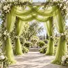 Tela de Fondo para Arco de Boda Tul de Belleza Cortina de Gasa Plisada Decoración de Boda en el Césped Fiesta al Aire Libre