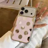 Adecuado para funda de teléfono Apple 17 Pro Max, Apple 16, Apple 15, diseño de lunares huecos rosa lindo de dibujos animados
