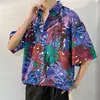 Camisa floral hawaiana para hombre, estilo fino de verano, estilo Hong Kong, marca de moda, top casual y elegante de manga corta